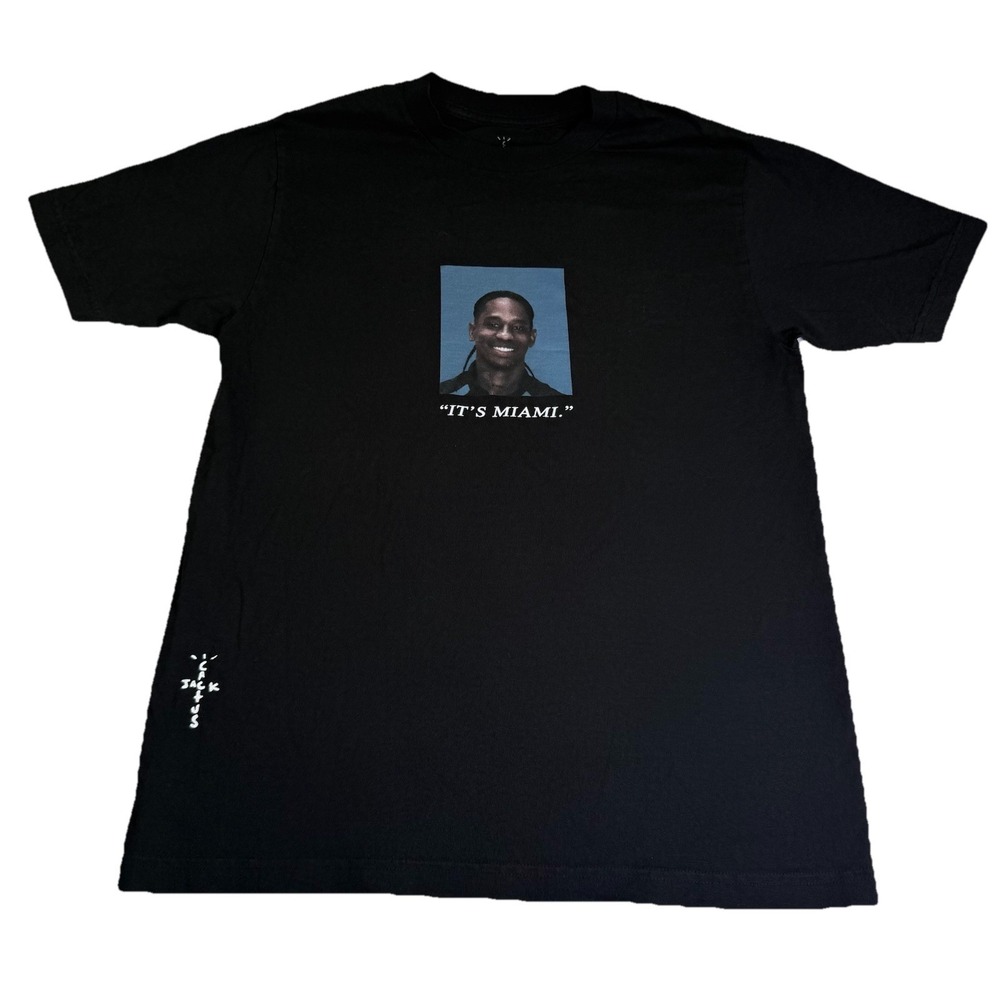 Cactus Jack T-Shirt Mens Medium Black Excellent Travis Scott Its Miami Mugshot